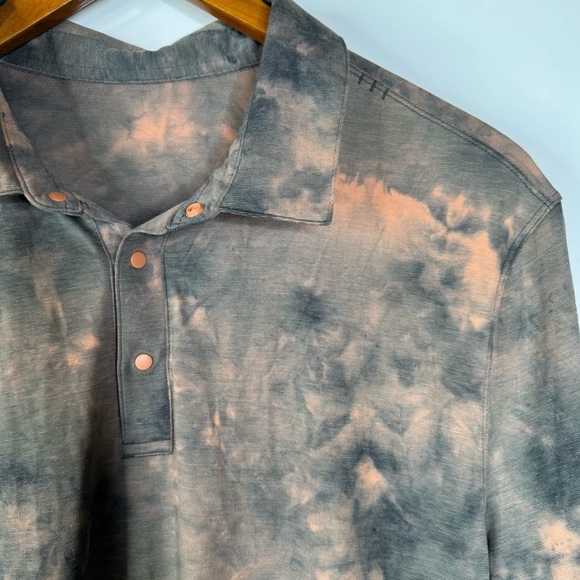 Lululemon Evolution Short Sleeve Polo Diamond Dye Sedona Sunset Graphite Grey - Picture 6 of 7
